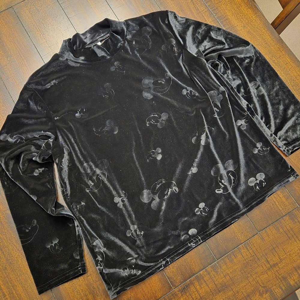 Disney Vintage Velour Mickey Silohuette Top